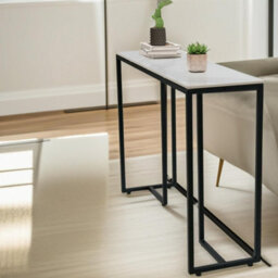 Pirlo Plush Faux Marble Console Table White Grey - thumbnail 4