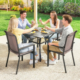 Outsunny 5 Pieces Outdoor Dining Set For 4, Grey And Khaki - thumbnail 9