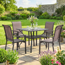 Outsunny 5 Pieces Outdoor Dining Set For 4, Grey And Khaki - thumbnail 8