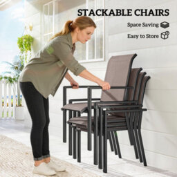 Outsunny 5 Pieces Outdoor Dining Set For 4, Grey And Khaki - thumbnail 6