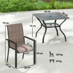 Outsunny 5 Pieces Outdoor Dining Set For 4, Grey And Khaki - thumbnail 3