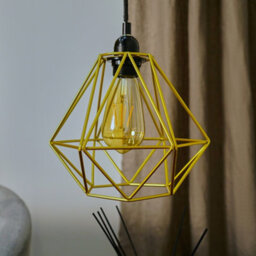 Valuelights Pair Of Diablo Geometric Gold Metal Basket Cage Ceiling Light Shades (D)21Cm - thumbnail 4