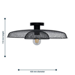 First Choice Lighting Set Of 2 Cassidy Black Metal Wire Layered Flush Ceiling Lights - thumbnail 6