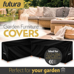 Futura 420D L Shaped 222X286X80Cm Waterproof Garden Furniture Cover, Outdoor Patio Weatherproof Rattan Sofa Shield - thumbnail 3
