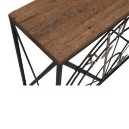 Natural Reclaimed Wood & Metal Half Clock Console Table - thumbnail 4