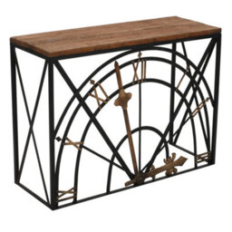 Natural Reclaimed Wood & Metal Half Clock Console Table - thumbnail 3