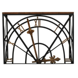 Natural Reclaimed Wood & Metal Half Clock Console Table - thumbnail 2