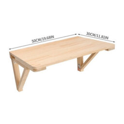 50X30Cm Folding Wooden Kitchen Table Wall-Mounted Drop-Leaf Table Desk Computer Table - thumbnail 2