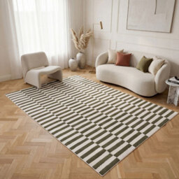 The Rugs Loft Olive And Ivory Striped Living Room Area Rug And Runners Soft Pile - thumbnail 3