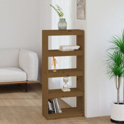 Berkfield Book Cabinet/room Divider Honey Brown 60X30X135.5 Cm Wood Pine - thumbnail 1