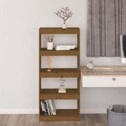 Berkfield Book Cabinet/room Divider Honey Brown 60X30X135.5 Cm Wood Pine - thumbnail 3