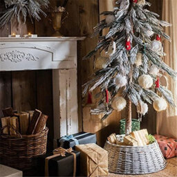 Grey Rattan Christmas Tree Base Skirt Small 40X58X26Cm Natural Wicker Rustic Tree Collar For Real Or Artificial Trees - D58 - thumbnail 6