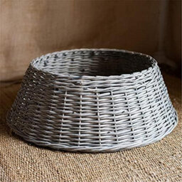 Grey Rattan Christmas Tree Base Skirt Small 40X58X26Cm Natural Wicker Rustic Tree Collar For Real Or Artificial Trees - D58 - thumbnail 3