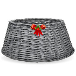 Grey Rattan Christmas Tree Base Skirt Small 40X58X26Cm Natural Wicker Rustic Tree Collar For Real Or Artificial Trees - D58 - thumbnail 8
