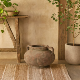 Wyld Haus Meadowhaze Large Stone Pelike Vase In Soft Brown With Handles