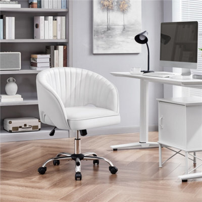 Yaheetech Accent Armchair With Tufted Barrel - White / Faux Leather - image 1