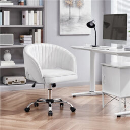 Yaheetech Accent Armchair With Tufted Barrel - White / Faux Leather - thumbnail 1