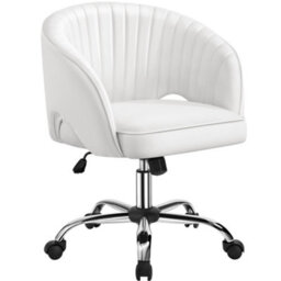 Yaheetech Accent Armchair With Tufted Barrel - White / Faux Leather - thumbnail 2