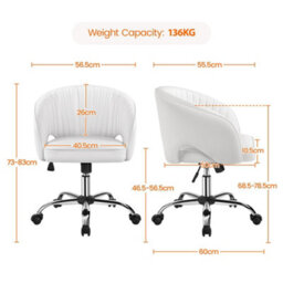 Yaheetech Accent Armchair With Tufted Barrel - White / Faux Leather - thumbnail 3