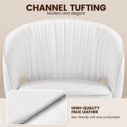 Yaheetech Accent Armchair With Tufted Barrel - White / Faux Leather - thumbnail 5