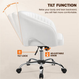Yaheetech Accent Armchair With Tufted Barrel - White / Faux Leather - thumbnail 6