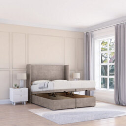 "Sloomy Devonshire Pebble Plush 3Ft Ottoman Bed End Opening With Sprung Memory Mattress & 54"" Headboard-Single" - thumbnail 1