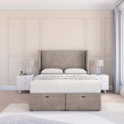 "Sloomy Devonshire Pebble Plush 3Ft Ottoman Bed End Opening With Sprung Memory Mattress & 54"" Headboard-Single" - thumbnail 2