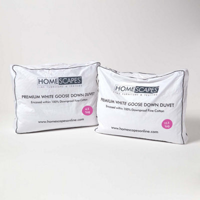 Homescapes Premium White Goose Down 15 Tog All Seasons Duvet, Super King - image 1