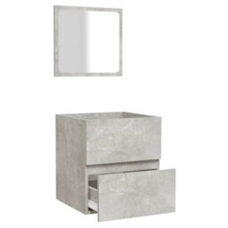 Walplus Bathroom Cabinet With Mirror Concrete Grey Engineered Wood - thumbnail 5