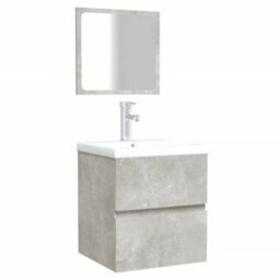 Walplus Bathroom Cabinet With Mirror Concrete Grey Engineered Wood - thumbnail 4