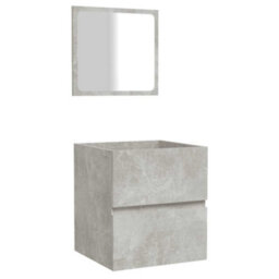 Walplus Bathroom Cabinet With Mirror Concrete Grey Engineered Wood - thumbnail 2