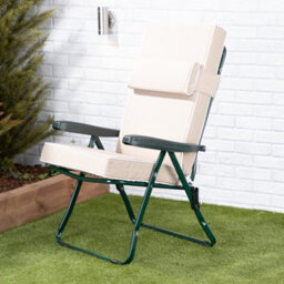 Alfresia Recliner Garden Chair, Green Frame With Taupe Luxury Cushion - thumbnail 1