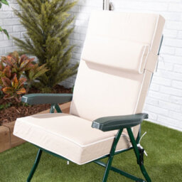 Alfresia Recliner Garden Chair, Green Frame With Taupe Luxury Cushion - thumbnail 2