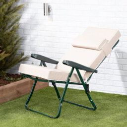 Alfresia Recliner Garden Chair, Green Frame With Taupe Luxury Cushion - thumbnail 3