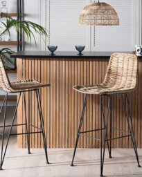 Beliani Set Of 2 Bar Chairs Cassita Rattan Natural - thumbnail 2