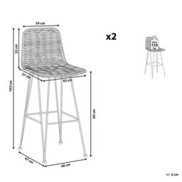 Beliani Set Of 2 Bar Chairs Cassita Rattan Natural - thumbnail 3
