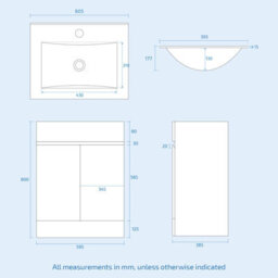 Nes Home White 600mm Pvc Freestanding Bathroom Slim Basin Vanity Unit - thumbnail 8