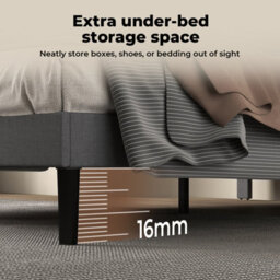 Levede Bed Frame Double Upholstered Linen Fabric Soft Foam Headboard Wooden - thumbnail 5