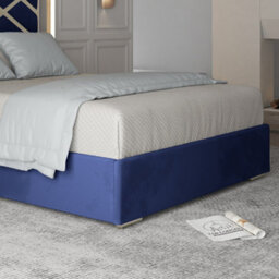Mayfair Upholstered Soft Velvet Metal Blue Bed Frame - thumbnail 3