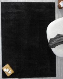 Comfy Washable Low Pile Living Room Area Rug - Anti-Slip Felt Backing Black 160Cm X 220Cm - thumbnail 6