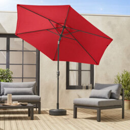 Sweeek - 3M Round Centre Pole Parasol Touquet Red - thumbnail 7