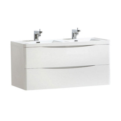 Plum&clay Eden Gloss White Wall Hung Vanity Unit With Resin Basin (W)1200mm - image 1