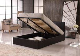 Modernique Brown 3Ft, Ottoman Single Storage Bed Faux Leather In Brown - thumbnail 1