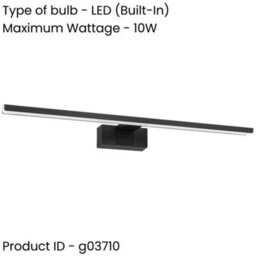 Loops 2 Pack Sleek 45Cm Led Black Mirror Wall Light For Modern Bathroom Decor - thumbnail 2
