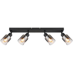 Luminosa Lighting Luminosa Hubertus Ceiling Spotlight Bar Matt Black Smoke Glass Shade 4X E14 - thumbnail 3