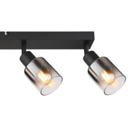 Luminosa Lighting Luminosa Hubertus Ceiling Spotlight Bar Matt Black Smoke Glass Shade 4X E14 - thumbnail 5