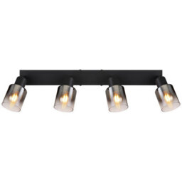 Luminosa Lighting Luminosa Hubertus Ceiling Spotlight Bar Matt Black Smoke Glass Shade 4X E14 - thumbnail 4