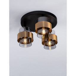 Luminosa Lighting Luminosa Sianna Shade Cluster Ceiling Light Smokey, Sandy Black, Brass Gold E27 3X12W - thumbnail 4