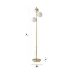 Valuelights Jas 3 Light Gold Metal Stem Floor Lamp With White Frosted Glass Shades - Bulbs Included - thumbnail 9