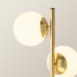 Valuelights Jas 3 Light Gold Metal Stem Floor Lamp With White Frosted Glass Shades - Bulbs Included - thumbnail 5